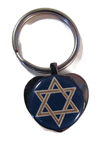 JEWISH STAR OF DAVID HEART SHAPED KEEPSAKE URN ASH CREMATION KEYCHAIN