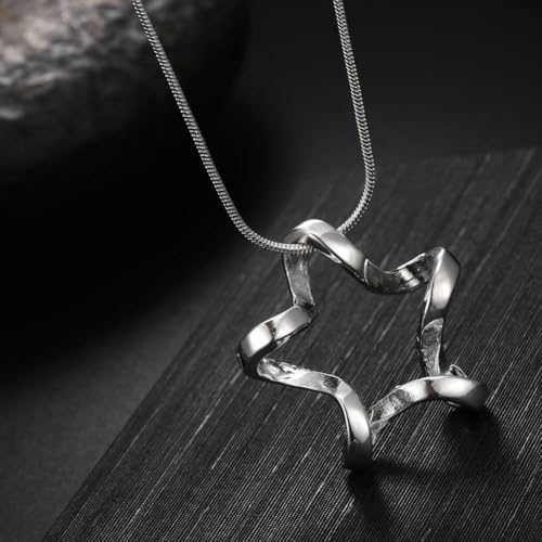 925 Sterling Silver Necklace for Women – Layered Stackable Choker Necklaces with Heart Photo Locket & Star - Pendant 18" Chain Gift for Wife, Mom, Girlfriend, Birthday, Anniversary, Valentine’s Day - color: Starfish