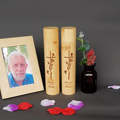 2 Pack Small Biodegradable Bamboo Scattering Tubes Urn for Human Ash - color: Pigeon-rose, size: Small (Set of 2)