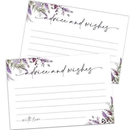 Advice and Wishes Cards – 50 Pcs Lavender Perfect for the Bride and Groom, Baby Shower, Bridal Shower, Wedding Shower, Graduation Party, Retirement Party, Anniversary -A06 - color: Lavender, size: Standard Cards