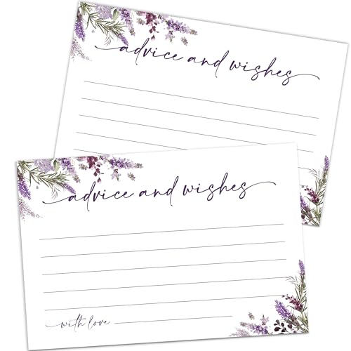 Advice and Wishes Cards – 50 Pcs Lavender Perfect for the Bride and Groom, Baby Shower, Bridal Shower, Wedding Shower, Graduation Party, Retirement Party, Anniversary -A06 - color: Lavender, size: Standard Cards
