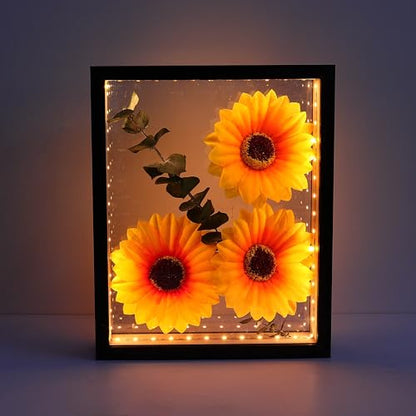 Shadow Box Frame with Lights 10'' ×8 '' Memory Boxes Keepsakes Display Case Dried Flower 3D Deep Picture Frame Memorial Gifts Memorabilia Medal Wedding Travel Baby Items (Black) - color: Black