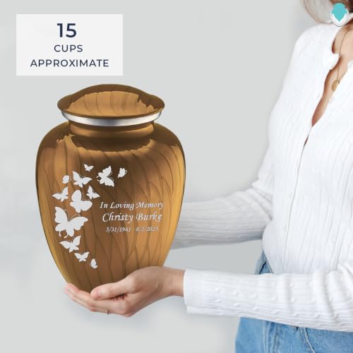 Geturns Embrace Adult Custom Butterfly Cremation Urns for Human Ashes I Pearl Gold Large Funeral Urn for Female and Male I 200 lbs (Pearl Gold) - color: Pearl Gold