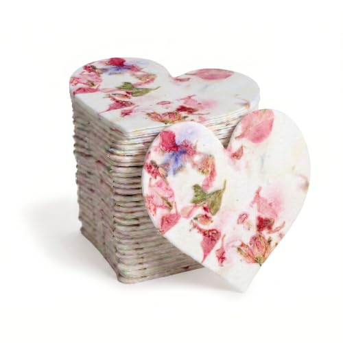 50 Large (2.5" h x 2.85" w) Blooming Heart Gift Wrap Tags | Writable & Plantable Gift Tags Seed Paper, Mom's Gift for Birthday, Use for Wedding, Baby Shower, Party Favors, & DIY Crafts - color: Blooming Heart, size: Large