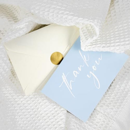 AZAZA Baby Shower Thank You Cards Boy Thank You Cards with Envelopes, 4x6 Baby Thank You Cards for Baby Gift Sets, 50 Blue Thank You Cards Wedding Bridal Shower Thank You Notes (Baby Blue) - color: baby blue thankyou, size: 50pcs