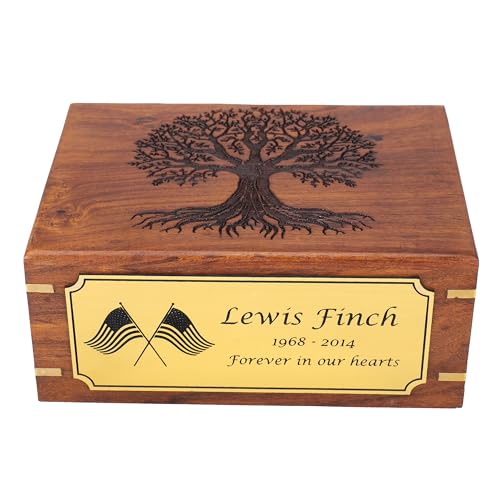 Personalized Cremation Urn for Human & Pet Ashes, Tree of Life Wooden Memorial Urns Box for Adults, Male/Female, Funeral Burial Urn, Custom Sizes S - XL (40–250 lbs Capacity) - Handmade Wood Urns