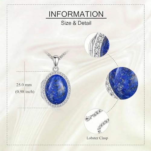 ONEFINITY Locket Necklace Photo Necklace Memorial Jewelry Gifts for Women Mom Wife - color: Lapis Lazuli