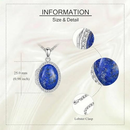 ONEFINITY Locket Necklace Photo Necklace Memorial Jewelry Gifts for Women Mom Wife - color: Lapis Lazuli