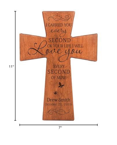 LifeSong Milestones Custom Memorial Wooden Cross 7x11 I Carried You (Butterfly) Condolence Funeral Remembrance in Loving Memory Bereavement Gift for Loss of Loved One (Cherry) - color: Cherry