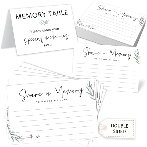 Olive Leaf Share a Memory Cards for Celebration of Life, Graduation, Retirement, Birthdays, Guest Book Ideas, Funeral Sign In Book For Memorial Service, 4x6 Inches Set of 50 Pcs -A05 - color: Olive Leaf 02, size: Standard Card