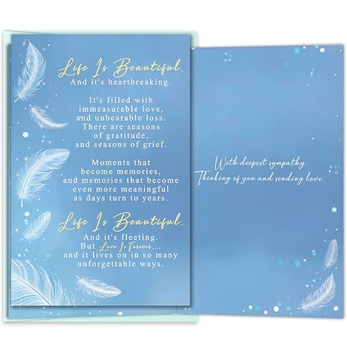 Sympathy Card for Loss of Loved One, Deepest Condolences Grief Card Gift for Women Men, Thoughtful Bereavement Cards for Family Friend Coworker Him Her - color: Thinking of you