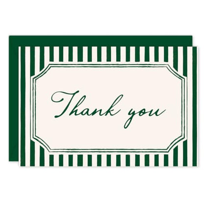 Whaline 24Pcs Dark Green Striped Thank You Cards Christmas Blank Note Cards with Envelopes Stickers Minimalist Stripe Greeting Card for Wedding Birthday Winter New Year, 4 x 6 Inch - color: Christmas Green