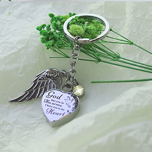 Heart Urn Necklace for Ashes Cremation Jewelry Urn Keychain for Ashes with Birthstone Cremation Keychain - color: June