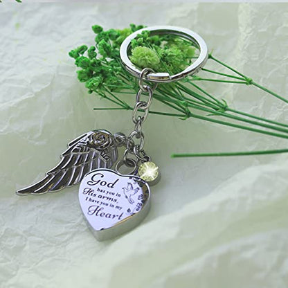 Heart Urn Necklace for Ashes Cremation Jewelry Urn Keychain for Ashes with Birthstone Cremation Keychain - color: June