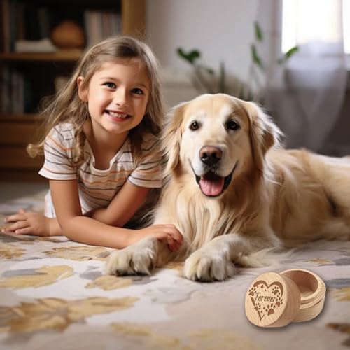 CREATCABIN Wooden Pet Fur Memorial Box Pet Keepsake Urn Animal Memorial Casket for Memorial Animal Retain Dogs Cats Hair Teeth Nails Ashes Fauna Funeral or Remembrance Home Decor 1.96x1.57 Inch Love - style: Love