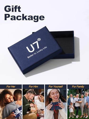 U7 Women Locket Necklace, Heart Photo Lockets Hold Picture, Gift Box Packed - color: 05# Platinum Stripe