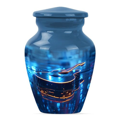Vibrant Guitar Urn for Human Ashes - color: Blue Guitar, size: 3 Inch - Pack of 1