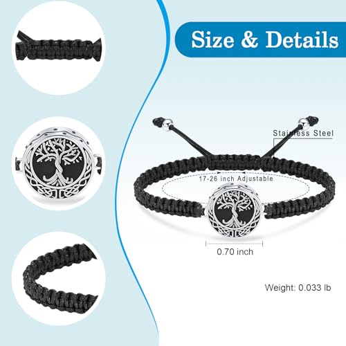 Imrsanl Tree of Life Urn Bracelet for Ashes for Women Men | Adjustable Handmade Braided Rope, Cremation Jewelry Keepsake, Memorial Gifts of Loved Ones - color: Silver