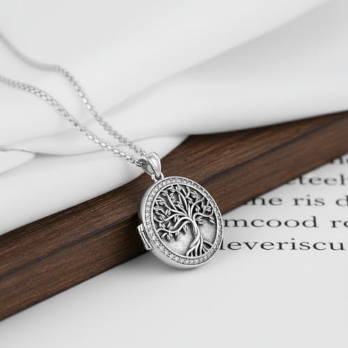 925 Sterling Silver Pictures Locket Necklace for Women Men - color: Black plated 4