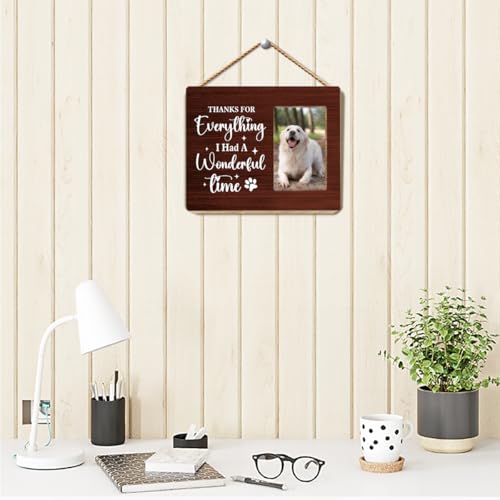 OTINGQD Dog Memorial Picture Frame,Memorial Sympathy Gifts for Loss of Dog,Thanks for Everything I Had a Wonderful Time Wooden Photo Frame for Tabletop Wall Display - style: Dog Memorial Gifts-5