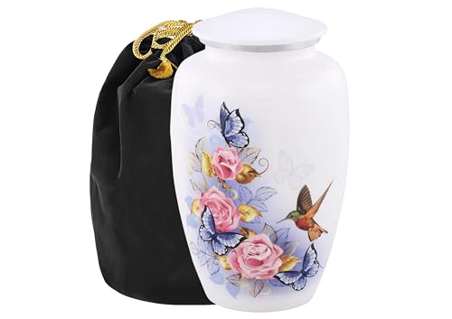 Pink Rose Humming Bird Adult Cremation Urns for Human Ashes - Decorative Urn, Ashes Urn & Male,Urns for Ashes Men & Women,Funeral Urn (Butterfly Humming Bird, Adult) - color: Butterfly Humming Bird, size: Adult
