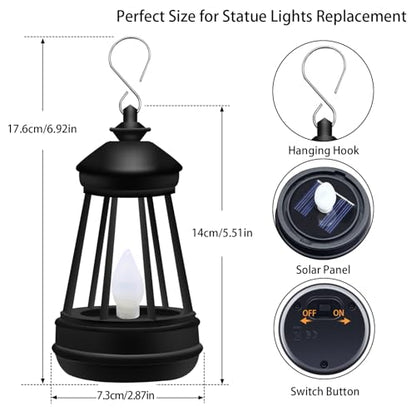 Mini Solar Lantern Lights Replacement for Outdoor Statue, Small Hanging Lantern Replacement, Waterproof Garden Decor Outdoor Lighting Decorative Lights for Yard Patio Lighting, Warm White, 2 Pack