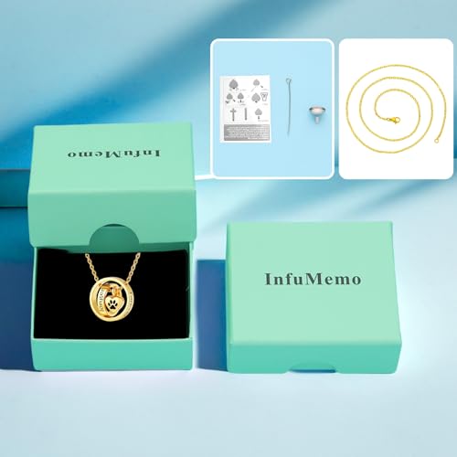 Cremation Jewelry for Ashes Pendant Dog/Cat Funeral Keepsake Urn Necklace Paw Print Memorial Necklace Forever in My Heart,No Longer by My Side Pet - color: Gold