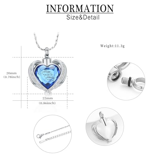 Cremation Jewelry for Ashes Pendant Crystal Heart Urn Necklace Keepsake Urn Memorial Pendant Ash Holder - color: Customize