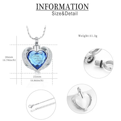 Cremation Jewelry for Ashes Pendant Crystal Heart Urn Necklace Keepsake Urn Memorial Pendant Ash Holder - color: Customize