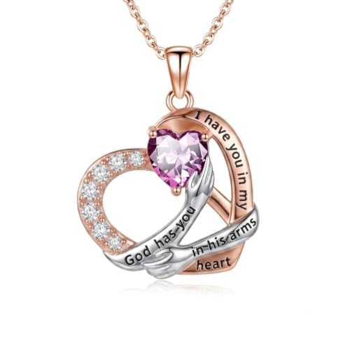 TUGHRA Memorial Heart Necklace, Birthstone Pendant for Loss of Loved One | For loss of mom wife child or loved one 18+2" adjustable birthstone gifts box anniversary or any grief day - color: July birthstone