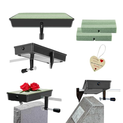 Headstone Flower Saddle - Cemetery Saddles for Graves & Tombstones 2 Pack | for 3–8" Tombstone Monument Decor for Christmas,Mother's Day,Memorial Day, to Tributes Loved Ones,Never Blown Away!(Patented) - color: Black, size: 3 to 8 inches