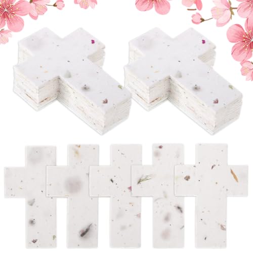 50 PCS Cross Shaped Handmade Flower Petal Papers for Wedding Guests Favors