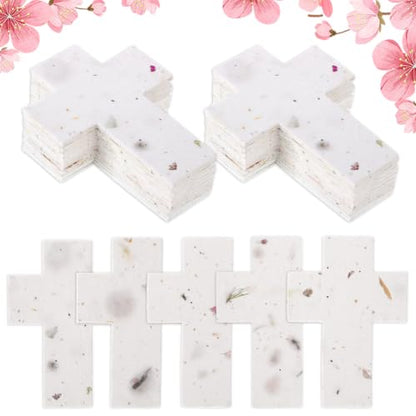 50 PCS Cross Shaped Handmade Flower Petal Papers for Wedding Guests Favors