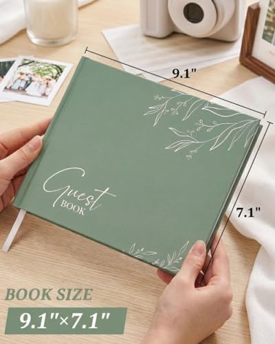 Wedding Guest Book for Wedding Reception- Elegant Polaroid Guestbook for Baby Shower,Birthday and Special Events,Guest Sign-in Book(Sage Green) | 100 Pages, Elegant Guest Sign-in Book for Bridal Party - color: Sage Green