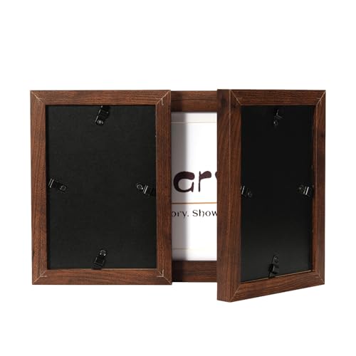 Brown 3 Picture Frame Collage 4x6 5x7,Holds 3 Standard Photographs, Freestanding,Glass Front Stand Vertical on Desktop - color: Brown, size: 4x6-5x7