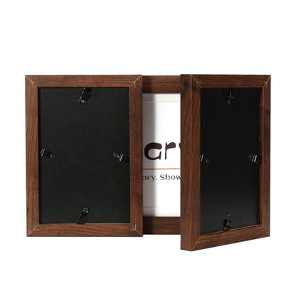 Brown 3 Picture Frame Collage 4x6 5x7,Holds 3 Standard Photographs, Freestanding,Glass Front Stand Vertical on Desktop - color: Brown, size: 4x6-5x7