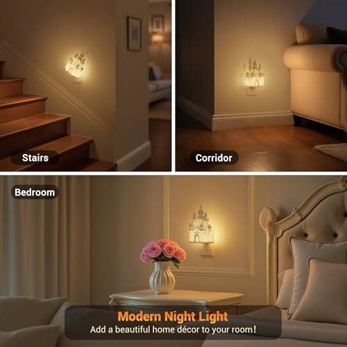 JandCase Night Lights Plug into Wall, 3D Printed Castle Night Light - color: Castle-3000K, size: 1 Pack