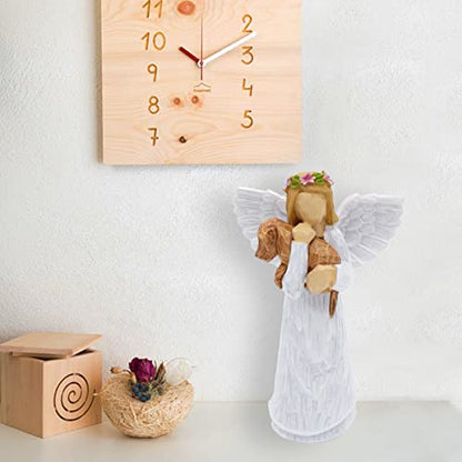 Anrkets Angel of Friendship Pet Memorial Gift – Dog Remembrance Angel Figurine with 7 Chakra Rainbow Bridge Bracelet, Sympathy Gift for Loss of a Beloved Dog - color: White #2