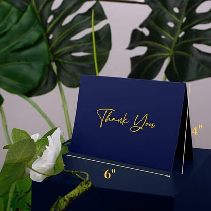 Mr. Pen- Blank Thank You Cards with Envelopes, 20 Pack, 4x6 | Gold Foil Thank You Notes with Envelopes, Navy Blue Wedding Thank You Cards Wedding, Thank You Note Cards, Fathers Day Gift - color: Navy Blue