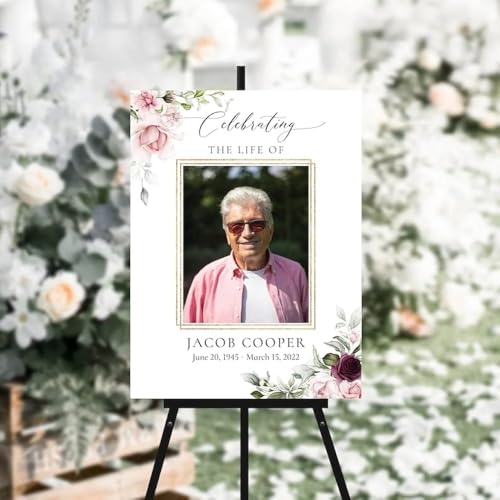 Personalized Blush Roses Funeral Welcome Sign - Memorial Welcome Sign - Celebration of Life Welcome Sign - Funeral Decor - Celebration Of Life Poster - Personalized Funeral Favors - Memorial Sign - color: Multi 6