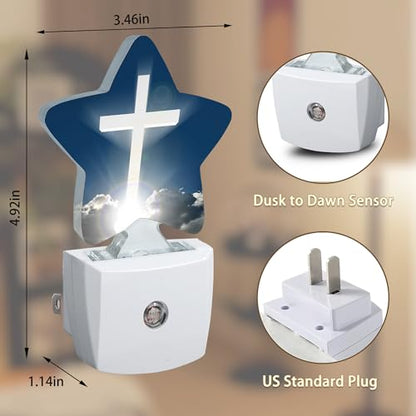 Cross Heaven Plug-in Night Light with Dusk-to-Dawn Sensor for Bedroom,Bathroom and Living Room Sleep Friendly lamp for Women/Girls/Boys Gift,0.5W - color: Cross Heaven
