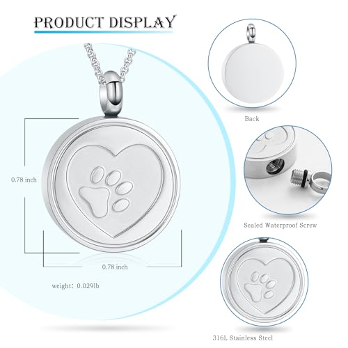 Hearbeingt Tree of Life Cremation Jewelry Paw Print Urn Necklace for Ashes - color: B-Silver