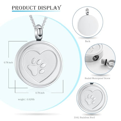 Hearbeingt Tree of Life Cremation Jewelry Paw Print Urn Necklace for Ashes - color: B-Silver
