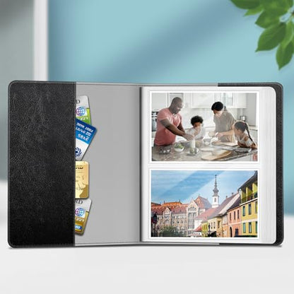 Fintie Photo Album 4x6 Photos - 112 Pockets Wallet Albums Memory Book | Vegan Leather Cover, 4X6 Picture Keepsakes, Family/Wedding/Travel Memory Book, Baby/Kids/Boys/Girls Gift, Black - color: Black