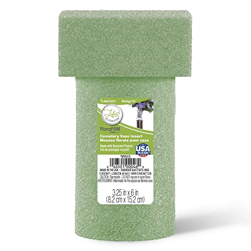 FloraCraft FloraFōM Memorial Vase Insert 3.25 Inch x 6 Inch Green - size: 6" x 3" x 2.625"