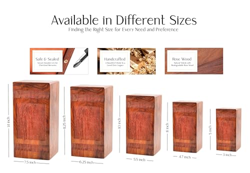 Cherry Blossoms Adult Ashes Urn 10 Inch, Wooden Memorial Urns for Female | Decorative Cremation Urns for Men, Burial Urn 200 Cu" for Adult Human Ashes
