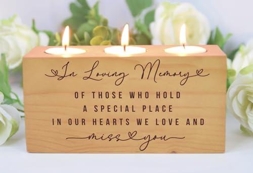 Memorial Table Sign for Wedding, Wooden Decorations for Reception, Sympathy Gift in Loving Memory Wedding Sign, Candle Holder Weddings Gifts Anniversaries Reunions Ceremony (Miss You) - size: Miss you