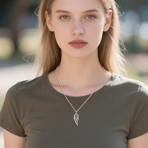 VONALA 925 Sterling Silver Wing Urn Necklace for Ashes Necklace Rose Flower Angel Wing Cremation Jewelry Memory