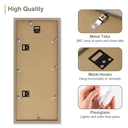 Vittanly 8x20 Collage Picture Frame, Displays 4Pcs 4x6 Photos, Light Taupe - color: Light Taupe, size: 8x20