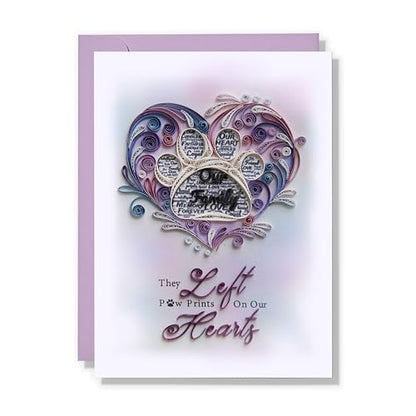 Pet Memory Card, Pet Loss Sympathy Memorial Card, Animal Loss Sympathy Card, Thinking Of You Card, Condolence Quilling Card for Him, Her, Friend and Love (Pet Loss Paw Prints) - color: Pet Loss Paw Prints
